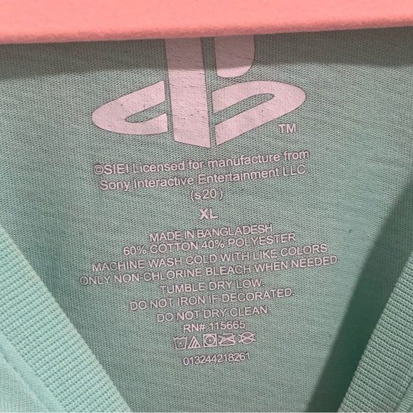 Sony PlayStation | Teal Long Sleeve Cotton Blend Shirt 1994 Kanji Detail | Sz XL - Picture 7 of 7